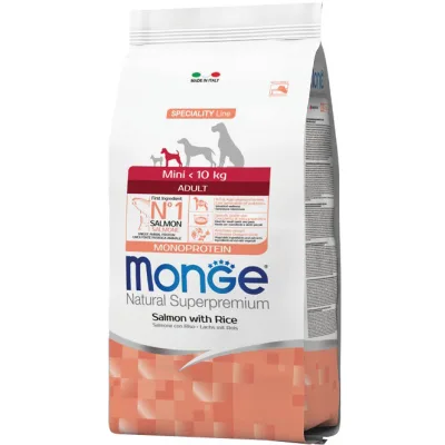 Сухий корм для собак Monge Dog Mini Adult лосось, рис 7.5 кг (8009470011587)
