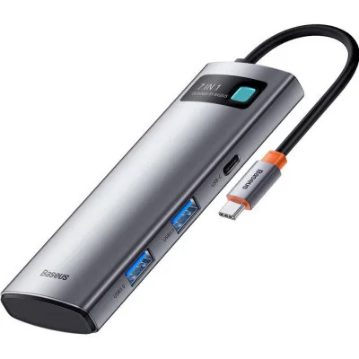 Порт-реплікатор Baseus 7-in-1 Metal Gleam Series Type-C to HDMI+USB+SD/TF Docking Station (WKWG020113)
