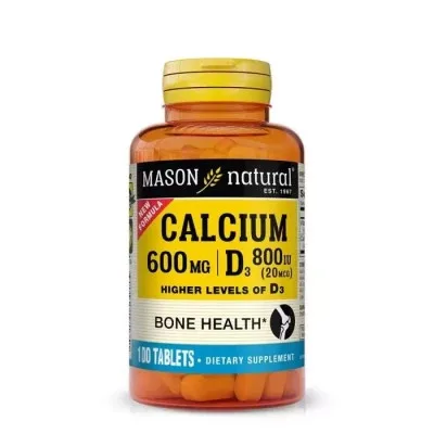 Вітамінно-мінеральний комплекс Mason Natural Кальцій 600 мг та Вітамін D3 800 МО, Calcium 600 mg with Vitamin D3 800 IU, 100 (MAV17131)