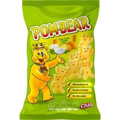 Чіпси Chio Pom Bear Картопляні ведмедики зі смаком сметани та цибулі 65 г (5900073020903)