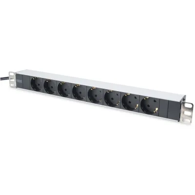 Силовий блок 1U, 8xSchuko, 16A, 250V, вилка Schuko Digitus (DN-95401)