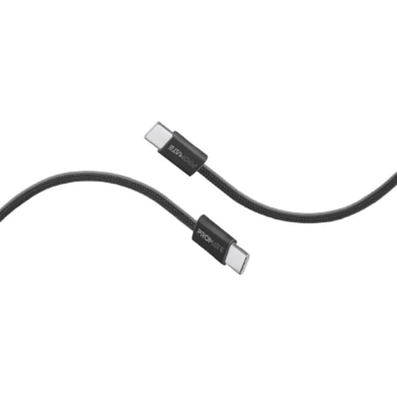 Дата кабель USB-C to USB-C 2.0m 60W PD EcoLine-CC200 black Promate (ecoline-cc200.black)