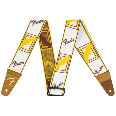 Ремінь для гітари Fender Strap 2" Weighless Monogrammed White/Brown/Yellow (230247)