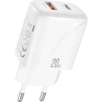Зарядний пристрій XO 1xUSB-C PD20W + 1xUSB QC3.0 White (L158.white)