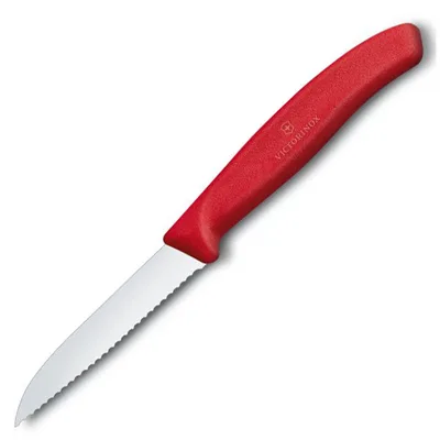 Кухонний ніж Victorinox SwissClassic Paring лезо 8см прям. хвил. з черв. ручкою