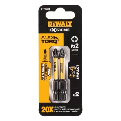 Набір біт DeWALT IMPACT TORSION, ударні, Pozidriv, Pz2, L=57 мм, 2 шт (DT70531T)