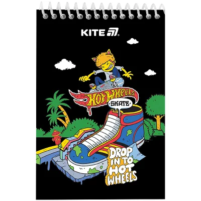 Блокнот Kite на спіралі Hot Wheels А6, 48 аркушів, нелінований (HW25-196-2)