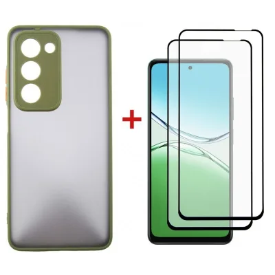 Чохол до мобільного телефона Dengos Oppo A5 4G Case Matte + 2 Glass (Olive Green) (DG-CTG2P-20)