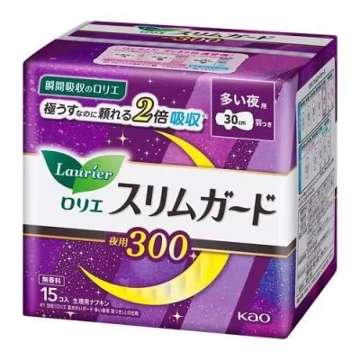 Гігієнічні прокладки Kao Laurier Extra Heavy Night Use Slim Нічні 15 шт (4901301254276)