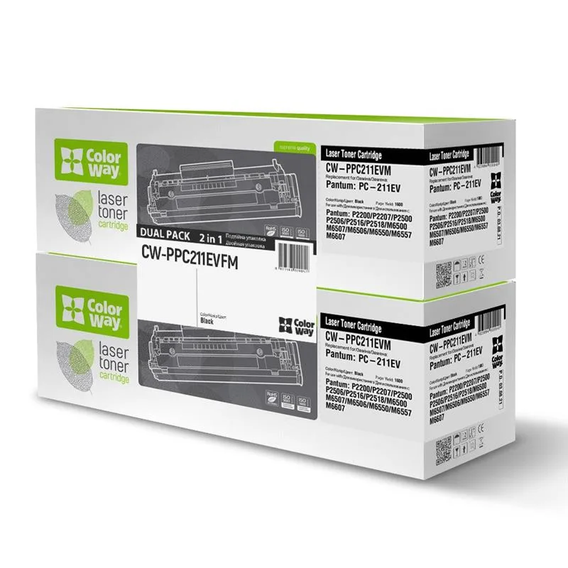 Картридж ColorWay Pantum (PC-211EV) P2200/2207/2506/M6500/M6607 Black, DUAL PACK (CW-PPC211EVFM)