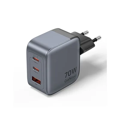 Зарядний пристрій Vention 2xUSB-C PD70W + 1xUSB QC3.0 22.5W GaN gray (FEXH0-EU)