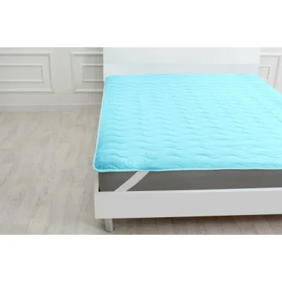 Наматрацник MirSon Eco Light №1725 Silk Air-line на резинці по кутках Blue 140x200 см (2200002890892)