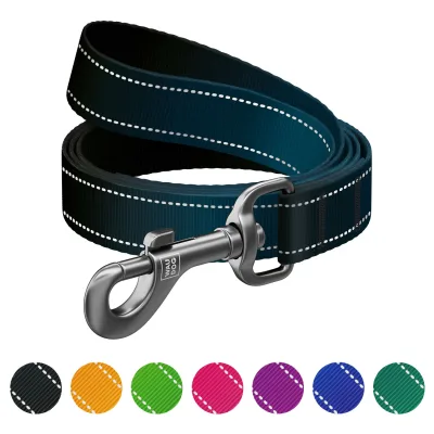 Повідець для собак WAUDOG Nylon Mono світловідбивний, S, Ш 15 мм, Д 200 см, чорний (46351)