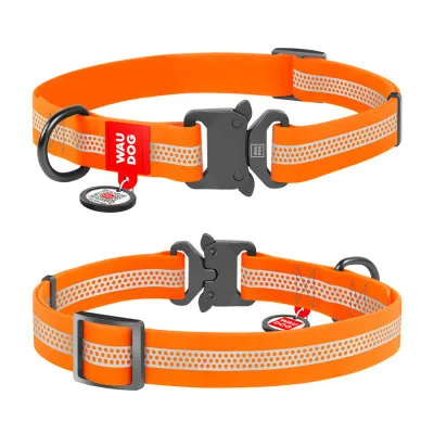 Нашийник для тварин WAUDOG Waterproof з QR металічна пряжка-фастекс Ш 25 мм Д 34-49 см помарачевий (26104)