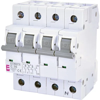 Автоматичний вимикач ETI ETIMAT 6 3p+N C 16 А (6 kA) (2146516)