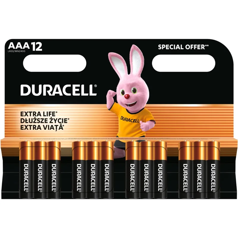 Батарейка Duracell AAA лужні 12 шт. в упаковці (5000394109254 / 81545432)