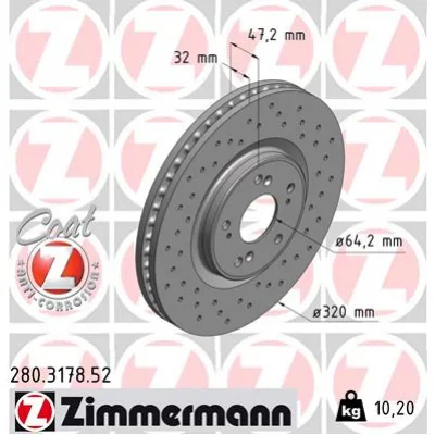 Гальмівний диск ZIMMERMANN 280.3178.52