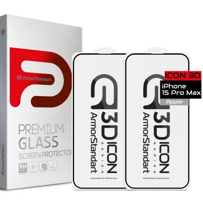 Скло захисне Armorstandart Icon 3D iPhone 15 Pro Max Black 2pcs (ARM74271)