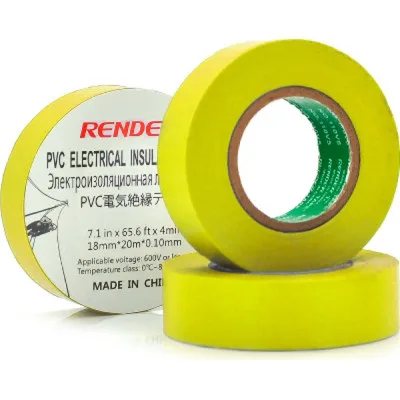 Ізоляційна стрічка Render 0.10мм*18мм*20м Yellow, temp-10+80°С, 2000V, 10 шт. (0,10мм*18мм*20м-Y)