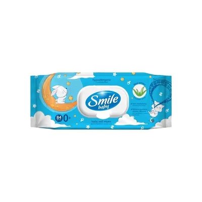 Дитячі вологі серветки Smile baby з алоє, з клапаном, 84 шт (4823071646863)