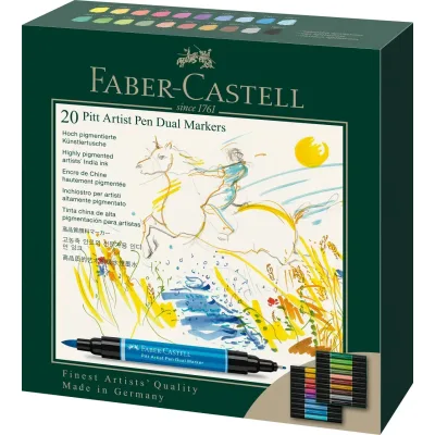 Художній маркер Faber-Castell двосторонніх Pitt Artist Pen Dual Marker, 20 кольорів (32418)