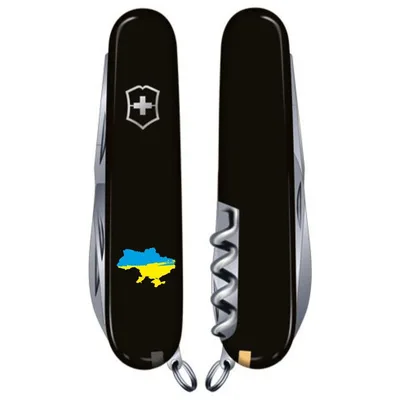 Ніж Victorinox Climber Ukraine Black "Карта України Жовто-Блакитна" (1.3703.3_T1166u)