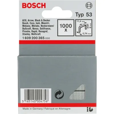 Скоби для будівельного степлера Bosch тип 53, 8х11.4х0.74мм, 1000шт (1.609.200.365)