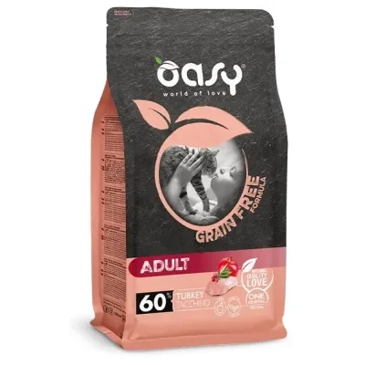 Сухий корм для кішок OASY CAT Grain Free Adult з індичкою, яблуком та журавлиною 300 г (8053017349428)