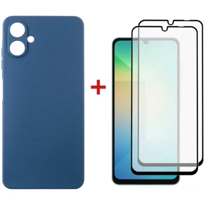 Чохол до мобільного телефона Dengos Kit Samsung Galaxy A06 Carbon + 2 pcs glass (Blue) (DG-CTG2P-06)