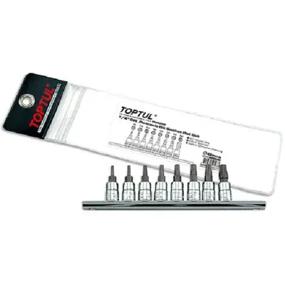 Набір біт Toptul TORX п'ятигранних з отвором 1/4" T8-T40 8шт. (GAAG0805)