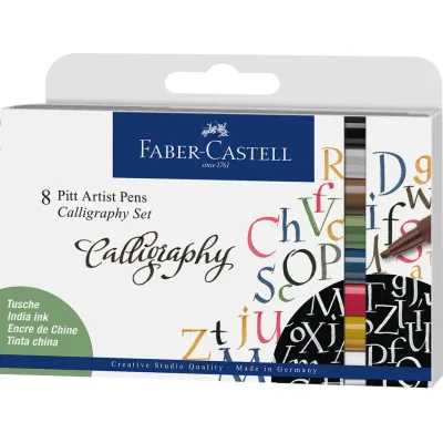 Лайнер Faber-Castell набір капілярних ручок для каліграфії PITT Calligraphy 8 кольорів (28953)