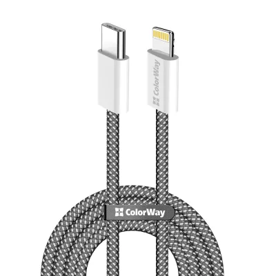 Дата кабель USB-C to Lightning 2.0m 27W PD FC black ColorWay (CW-CBPDCL068-BK)