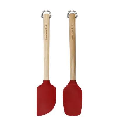 Лопатка кухонна KitchenAid Coreline для тіста, Набір 2 шт, 23,5 см, береза, червоний (KQR750OHERE)