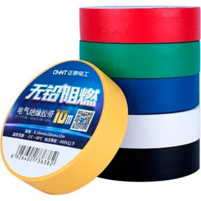 Ізоляційна стрічка CHINT 0.16мм*18мм*10м Black, 600v, temp -5°С/+ 80°С, 10 шт. (0,16мм*18мм*10м-Bk)