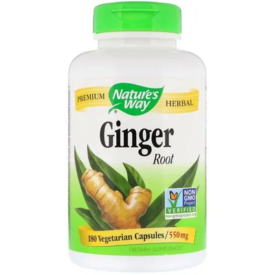 Трави Nature's Way Корінь імбиру, Ginger Root,, 550 мг, 180 капсул (NWY-13108)