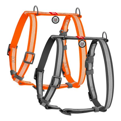 Шлея для собак WAUDOG Waterproof анатомічна Н-подібна з QR-паспортом М сіра (328211)