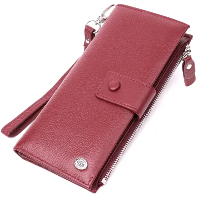 Гаманець ST Leather З натуральної шкіри Бордовий (22535)