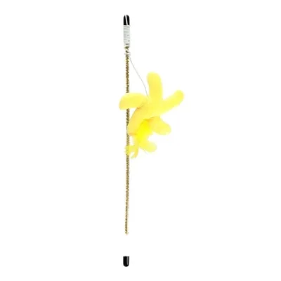 Іграшка для котів Hippie Pet Вудка з зірочкою жовта 40 см (HIPCW2303027G)