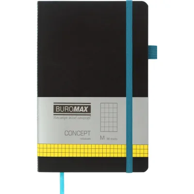 Книга записна Buromax Concept 125x195 мм 96 аркушів в клітинку обкладинка зі штучної шкіри Салатова (BM.291162-15)