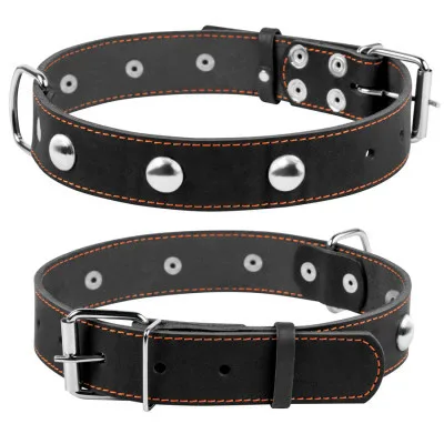Нашийник для тварин Collar одинарний з прикрасами Ш 35 мм Д 48-63 см чорний (02711)