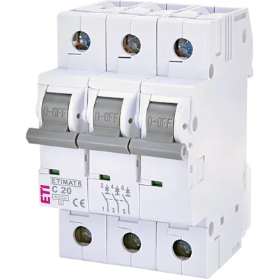Автоматичний вимикач ETI ETIMAT 6 3p C 20А (6 kA) (2145517)