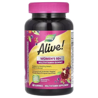 Мультивітамін Nature's Way Мультивітаміни для жінок 50+, смак ягід, Alive! Women's 50+ Multivit (NWY-15904)