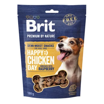 Ласощі для собак Brit Premium Semi-moist Snacks Chicken with Raspberry напіввологі з куркою і малиною 180 г (8595602573912)