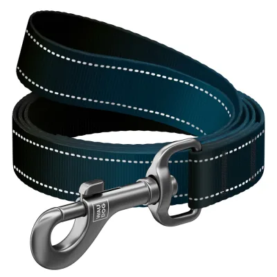 Повідець для собак WAUDOG Nylon Mono світловідбивний M 20 мм, 200 см, чорний (46371)