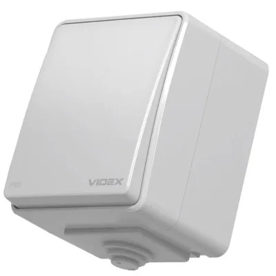 Вимикач Videx BINERA IP65 зовнішній 1кл сірий (VF-BNW11-36125)