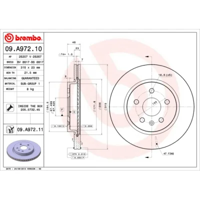 Гальмівний диск Brembo 09.A972.11 (упаковка 2 шт)