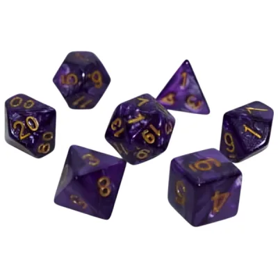 Набір кубиків для настільних ігор Games 7 Days Pearl 7 Dice Set - Dark Purple (w-gold) (g7dpearl13)