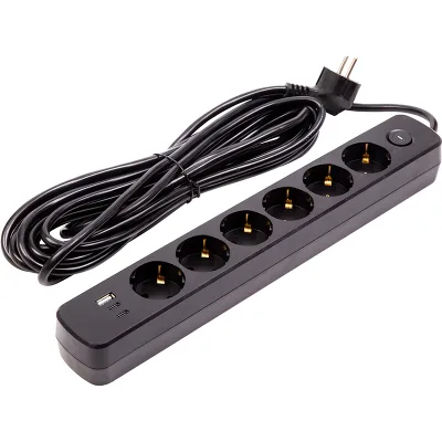 Мережевий фільтр живлення PowerPlant 7м, 6 розеток,USB, Type-C (YS-N6086/7c) (EX610686)