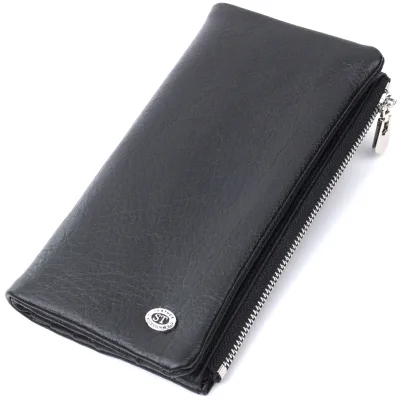 Гаманець ST Leather Унісекс з м'якої натуральної шкіри Чорний (22743)