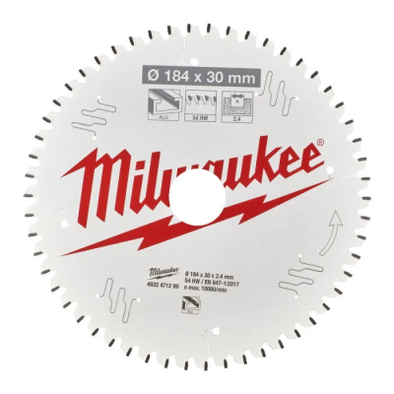 Диск пильний Milwaukee Alu PFTE, діаметр 184х30х2,4мм, 54 зуб. (4932471299)